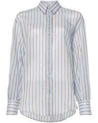 Brunello Cucinelli - Lurex-detailed Striped Shirt - Lyst