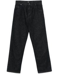 Fendi - Straight-Cut Long Jeans With Ff Hem - Lyst