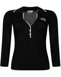 Elisabetta Franchi - Ribbed Knit Polo Shirt - Lyst