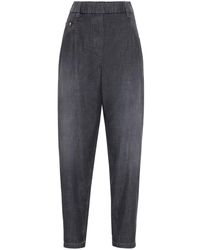 Brunello Cucinelli - Lightweight Baggy Jeans With Shiny Tab - Lyst
