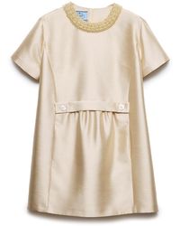 Prada - Long Embroidered Sablé Dress - Lyst