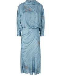 Pinko - Fluid Midi Dress With Placed Jewel Print - Lyst