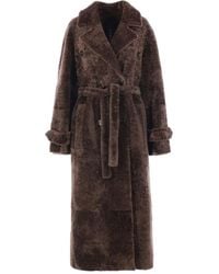 Blancha - Light 'Astrakhan' Merino Shearling Trench Coat - Lyst
