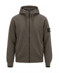 Stone Island - Organic Cotton Fleece Hoodie Sweatshirt - Lyst