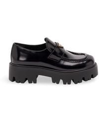 Prada - Brushed Leather Loafers - Lyst