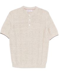 Brunello Cucinelli - Textured Rib Knit T-Shirt With Henley Collar - Lyst