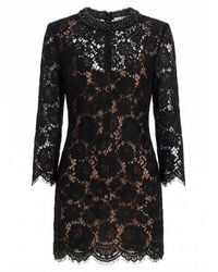 Self-Portrait - Lace Long Sleeve Mini Dress - Lyst