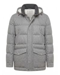 Brunello Cucinelli - Bonded Wool Flannel Down Parka - Lyst