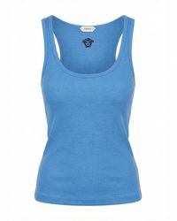 Versace - Tank Top Rib With Medusa Embroidery - Lyst
