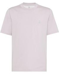 Brunello Cucinelli - Logo Cotton T-Shirt - Lyst