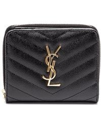 Saint Laurent - 'Cassandre Matelassé' Compact Zip Around Wallet - Lyst