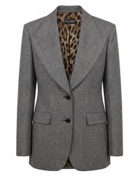 Dolce & Gabbana - Dolce & Gabbana Glen Plaid Flannel Single-Breasted Jacket - Lyst