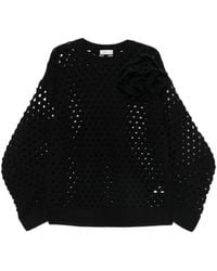 Blumarine - Crochet-Knit Floral-Appliqué Sweater - Lyst