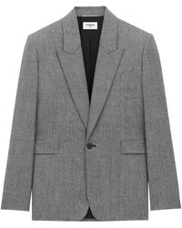 Saint Laurent - Prince Of Wales Wool Flannel Jacket - Lyst