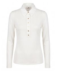 Elisabetta Franchi - Long-Sleeved Knit Polo Shirt - Lyst