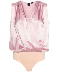 Pinko - V-neck Draped Bodysuit - Lyst