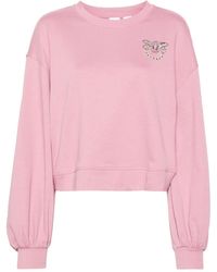 Pinko - Love Birds-motif Cotton Sweatshirt - Lyst