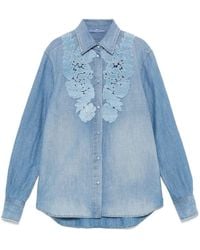 Ermanno Scervino - Floral-Appliqué Denim Shirt - Lyst