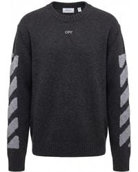 Off-White c/o Virgil Abloh - 'Diag Fuzzy' Crew Neck Sweater - Lyst