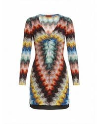 Missoni - V-Neck Patterned Mini Dress - Lyst