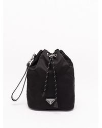 Prada - Speedrock Re-Nylon And Leather Pouch - Lyst