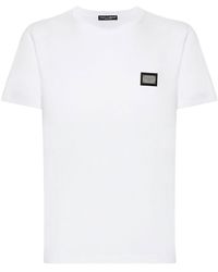 Dolce & Gabbana - Magliette bianca con placca logo - Lyst