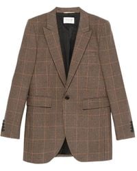 Saint Laurent - Prince Of Wales Wool Jacket - Lyst
