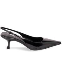 Prada - Brushed Leather Slingback Pumps - Lyst