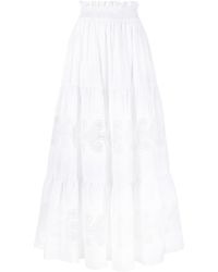 P.A.R.O.S.H. Perforated-detailing Tiered Skirt - White