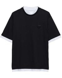 Prada - Cotton Long Sleeves Crewneck T-Shirt-Uomo - Lyst