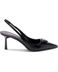Prada - Saffiano Patent Leather Slingback Pumps - Lyst