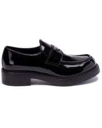 Prada - `Chocolate` Patent Leather Loafers - Lyst