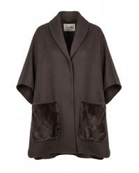 Manzoni 24 - Cashmere Cape With Mink Details - Lyst