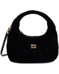 Miu Miu - `Wander` Matelassé Velvet Mini Hobo Bag - Lyst