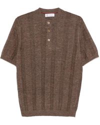 Brunello Cucinelli - Textured Rib Knit T-Shirt With Henley Collar - Lyst
