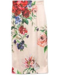 Dolce & Gabbana - Flower Print Midi Skirt - Lyst