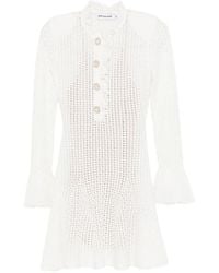 Self-Portrait - Pointelle Knit Mini Dress - Lyst