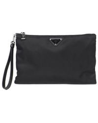 Prada - Re-Nylon And Saffiano Leather Pouch - Lyst