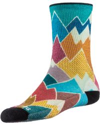 Smartwool Mountain Print Crew Wandersocken - Blau