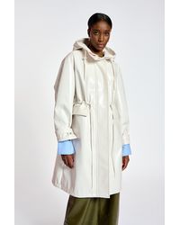 Essentiel Antwerp Bartender Off-white Faux Leather Hooded Raincoat