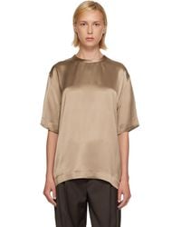 TOTEME - Tan Satin T-Shirt - Lyst