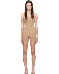 Skims - Taupe Seamless Sculpt Strapless Shortie Bodysuit - Lyst