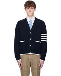 Thom Browne - Milano Stitch Merino Wool 4-Bar V-Neck Cardigan - Lyst