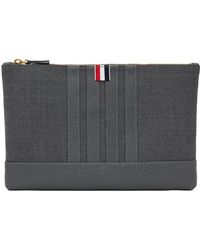 Thom Browne - Gray Large Wool 4-bar Pouch - Lyst