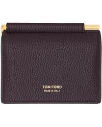 Tom Ford - Burgundy Soft Grain Leather Folding Money Clip Card Holder - Lyst