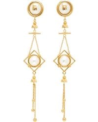 Balmain - Brass & Faux-Pearl Pendant Earrings - Lyst