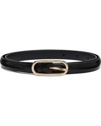 Anderson's - Super Skinny Lizard Leather Oval Buckle Belt - Lyst
