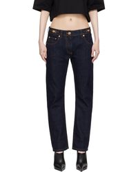 Versace - ネイビー メドゥーサ '95 クロップ ストレートフィット ジーンズ - Lyst