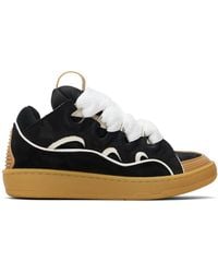Lanvin - Tan Curb Leather Sneakers - Lyst