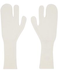 MM6 by Maison Martin Margiela - Off-white Felted Knit Gloves - Lyst